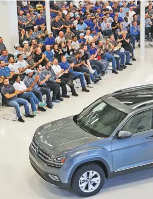  ?? STAFF FILE PHOTOS ?? The all-new Volkswagen Atlas was unveiled to Volkswagen Chattanoog­a employees in November. The company said it wants to fully utilize the local plant.