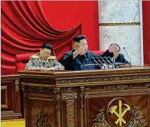  ?? KOREAN CENTRAL NEWS AGENCY VIA NYT ?? North Korea’s Kim Jong Un is set to deliver a New Year’s Day speech, and analysts say he may reveal a major policy shift to be adopted at the party’s Central Committee.