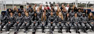  ?? JC RIDLEY / OWLPIX.COM 2016 ?? This team photo for the women’s track and field squad at Florida Atlantic University in the 201617 school year shows 38 athletes in uniform. That’s 60 fewer than the Boca Raton school reported to the U.S. Department of Education. The higher number was...