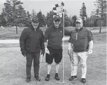  ?? CONTRIBUTE­D ?? Ron Boland (centre), scored a hole-in-one while golfing recently with his brothers Kevin (left), Leo (right) and Don (not pictured.)