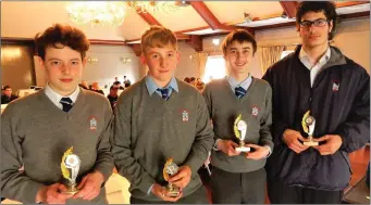  ??  ?? Winners, 5th year Conor Reynolds, 3rd years Luke Munster and Nikita Koush and TY student Paul Ziehmer.