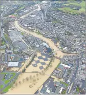  ??  ?? AERIAL VIEW: The River Teviot in Hawick burst its banks.