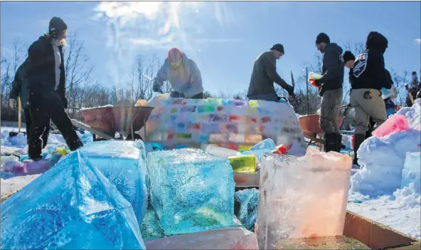  ?? COLIN CHISHOLM ?? Colourful blocks, donated in the hundreds by the community, make up the Hantsport Igloo, which has been a landmark of the Hantsport Winter Carnival for several years. Now, organizers of the Hantsport event have challenged Wolfville to build its own...