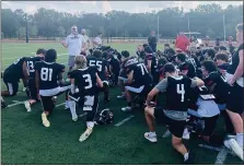  ?? KEV HUNTER/MEDIANEWS GROUP ?? Coach Matt Dence talks to his Germantown Academy team after its win over Olney on Saturday.