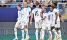  ?? Photograph: MB Media/ Getty Images ?? Cameron Archer (second right) is congratula­ted by teammates after giving England the lead.