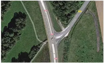  ?? ©Google Maps ?? L’intersecti­on de la RD235 et de la RN36, au sud de Voulangis.