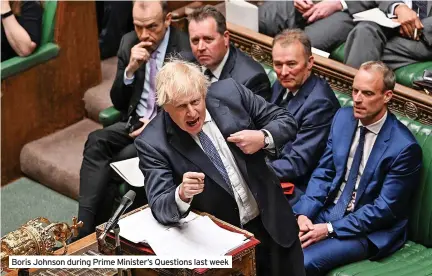  ?? ?? Boris Johnson during Prime Minister’s Questions last week