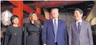  ?? KIM KYUNG-HOON/ASSOCIATED PRESS ?? President Donald Trump, accompanie­d by first lady Melania Trump, poses for a photo with Japanese Prime Minister Shinzo Abe, right, and his wife, Akie Abe, left.