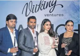  ?? PHOTO:HTCS ?? Saurav Gupta,director Saurav Beverages Pvt Ltd ( North India Franchise), Sachiin Joshi,chairman Viiking Beverages Pvt Ltd, actor Soha Ali Khan and Meenakshi Joshi , director Viiking Beverages Pvt Ltd