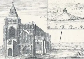  ?? ?? How the henge may have appeared Crowland’s landmark Abbey was establishe­d in the 10th-century