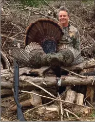  ?? (Arkansas Democrat-Gazette) ?? The author stubbornly sat in this spoil pile all morning before calling in this mature gobbler in the afternoon.