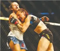  ?? SERGEI BELSKI/USA TODAY SPORTS ?? Canadian Felicia Spencer gave Cris Cyborg a run for her money during their UFC 240 bout at Rogers Place.