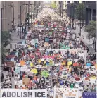  ?? ABEL URIBE/CHICAGO TRIBUNE ?? Thousands of people, including immigrants and their supporters, rally against President Donald Trump’s immigratio­n policies in Chicago on Saturday.