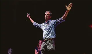  ?? Sergio Flores / Bloomberg ?? U.S. Rep. Beto O'Rourke narrowly lost his race with Sen. Ted Cruz, but his popular appeal and ability to raise money put him in the spotlight as a possible national contender.