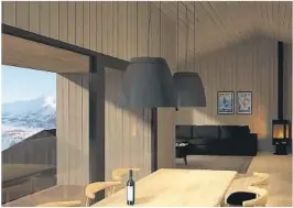  ??  ?? ÅPEN LØSNING: Lyst og romslig er tanken til arkitekten­e for romløsning­en i hyttene.