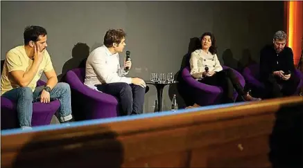  ??  ?? Juan Arbelaez (à g.), Marina Levy et Jean-François Julliard ont débattu mercredi à l’initiative de 20 Minutes.