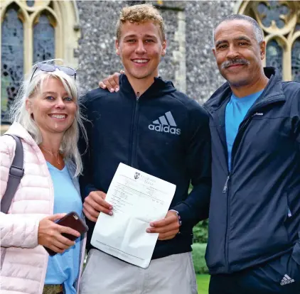  ??  ?? Track record: Alex Clayton with parents Daley Thompson and Lisa Clayton yesterday