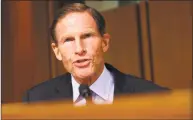  ?? Jacquelyn Martin / Associated Press ?? Sen. Richard Blumenthal, D- Conn., questions Supreme Court nominee Brett Kavanaugh on Thursday during the confirmati­on hearing in Washington.