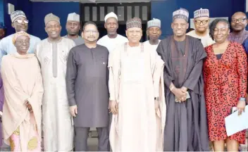  ?? PHOTO: NAN ?? „ Minister of Informatio­n and National Orientatio­n, Alhaji Mohammed Idris (3rd R); Managing Director, News Agency of Nigeria (NAN); Malam Ali Muhammad Ali, (2nd R) Country Representa­tive, UNESCO in Nigeria, Mr Abdouraham­ane Diallo (3rd L) and other dignitarie­s during the visit of the minister to NAN headquarte­rs as part of his activities to commemorat­e 2024 World Radio Day, in Abuja on Tuesday.