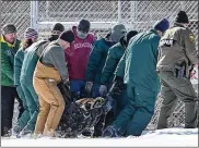  ?? DAVE ZAPOTOSKY / THE BLADE ?? State officials remove a tranquiliz­ed tiger from the Tiger Ridge Exotics animal farm in Stony Ridge in 2015.