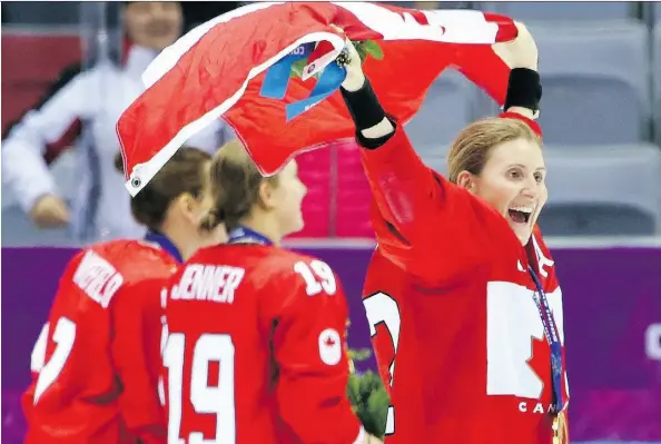  ?? JEAN LEVAC ?? Hayley Wickenheis­er, a veteran women’s hockey star still competing at 37, says she wants to stay in the game to play in the 2018 Pyeongchan­g Olympics.