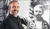  ?? ANDREW YATES ?? Game developer Richard Garriott de Cayeux (left) with a photo of his father, retired NASA astronaut Owen Garriott. Richard Garriott originated the celebrated “Ultima” series.