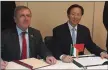  ??  ?? Agri-Ministers Michael Creed and Han Changfu at Teagasc, Moorepark, Fermoy.