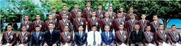  ??  ?? ST THOMAS COLLEGE FIRST XI 2016 / 2017 Front row from left – Praveen Madushan, Tharusha Kavindya, Dumindu Hewapathir­ana (Assistant Coach), Charith palliyage (Coach), Nipun Achalanka (Captain), W M A D Lakmal (Master in Charge), W B Piyathissa...