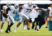  ?? ARIC CRABB — BAY AREA NEWS GROUP, FILE ?? Raiders right tackle Trent Brown (77) said he’s enjoyed the best offseason of his life.