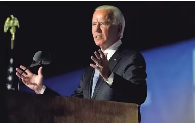  ?? ANDREW HARNIK/AP ?? President-elect Joe Biden speaks, Saturday in
Wilmington, Del.