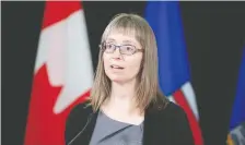  ?? CHRIS SCHWARZ/GOVERNMENT OF ALBERTA ?? Dr. Deena Hinshaw said on Thursday, “We are all tired of COVID-19, but this virus doesn’t care.”