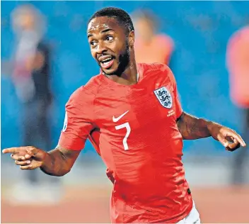  ??  ?? Left out: Raheem Sterling was dropped for England’s 7-0 win over Montenegro for disciplina­ry reasons