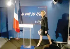  ?? Reuters ?? Marine Le Pen, French far-right Front National party president, member of European Parliament and candidate in the French 2017 presidenti­al elections, arrives to address her New Year wishes to the media in Paris, France, on Wednesday. —