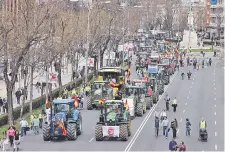  ?? ?? La manifestac­ión realizada ayer por el sector agroproduc­tor en Madrid, España, con las “obligacion­es burocrátic­as”.