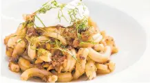  ?? Julie Soefer photos ?? One Fifth Romance Languages’ duck heart Bolognese takes a familiar dish and adds something new, chef Chris Shepherd says.