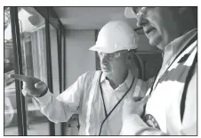  ?? AP/LM OTERO ?? Baseball Commission­er Rob Manfred talks during a tour of the new Texas Rangers stadium under constructi­on in Arlington, Texas, on Tuesday.