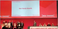  ??  ?? „ The name of Keir Hardie is misspelled during the awards ceremony.