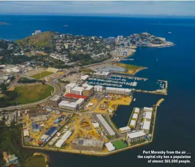  ??  ?? Port Moresby from the air … the capital city has a population of almost 365,000 people.