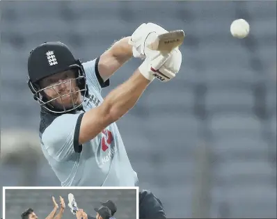  ?? PICTURES: RAFIQ MAQBOOL/AP ?? CONTRIBUTI­ONS: Jonny Bairstow fell six runs shy of a century in the first ODI while India’s Shardul Thakur, inset left, celebrates with teammates the dismissal of England’s Jos Buttler.