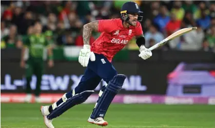  ?? ?? Alex Hales, in action during the T20 World Cup final, was found to have had ‘no racist or discrimina­tory intent’. Photograph: James Ross/ EPA