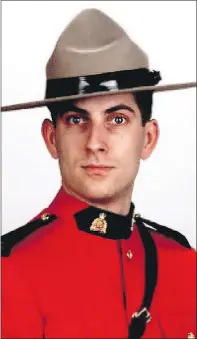  ??  ?? RCMP constables Doug Larche, Dave Ross and Fabrice Gevaudan were killed by gunman Justin Bourque in Moncton, N.B., in 2014. Two others were injured.