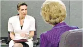  ??  ?? Fierce interrogat­or: Kirsty Wark, left, says Margaret Thatcher was furious after their infamous interview in 1990, above