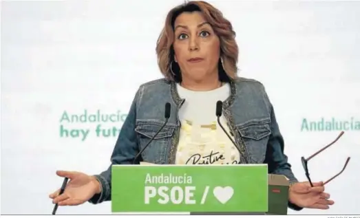  ?? JUAN CARLOS MUÑOZ ?? Susana Díaz, en la sede del PSOE andaluz.