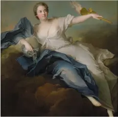  ?? ?? Marie-Anne de Nesle, marquise de La Tournelle, duchesse de Châteaurou­x (1717-1744), de Jean-Marc Nattier, 1740. À partir de 1742, elle fut maîtresse en titre puis favorite de Louis XV, jusqu’à sa mort brutale à 27 ans.