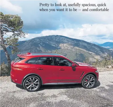  ?? JIM KENZIE SPECIAL TO THE STAR ?? In a large-by-European-standards car, you want nimbleness; the 2019 Jaguar F-Pace SVR delivers, and the handling is brilliant.