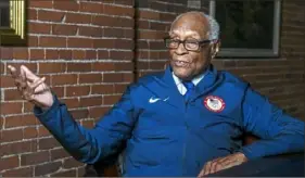  ?? Nate Guidry/Post-Gazette ?? At the Heinz History Center in the Strip District, Hazelwood native Herb Douglas Jr., 97, talks about winning the bronze medal in the long jump at the 1948 Olympics in London. See more photos at post-gazette.com.