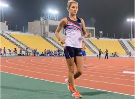  ?? CORTESÍA ?? A pesar de las condicione­s del tiempo, Noelia Vargas terminó la prueba de los 20 km marcha, en Doha.