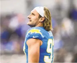  ?? KYUSUNG GONG AP ?? Chargers edge rusher Joey Bosa will make his second playoff appearance in his seven-year career, and he knows the focus needs to be on the job at hand.