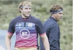  ??  ?? 0 Scott Cummings, top, during Scotland training; above, head coach Gregor Townsend and forward duo Jonny Gray and Jamie Ritchie.