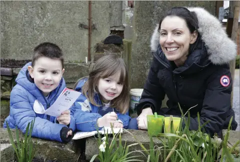  ??  ?? Ben, Emily and Fiona Bertram enjoying the Easter egg hunt at Kilruddery.